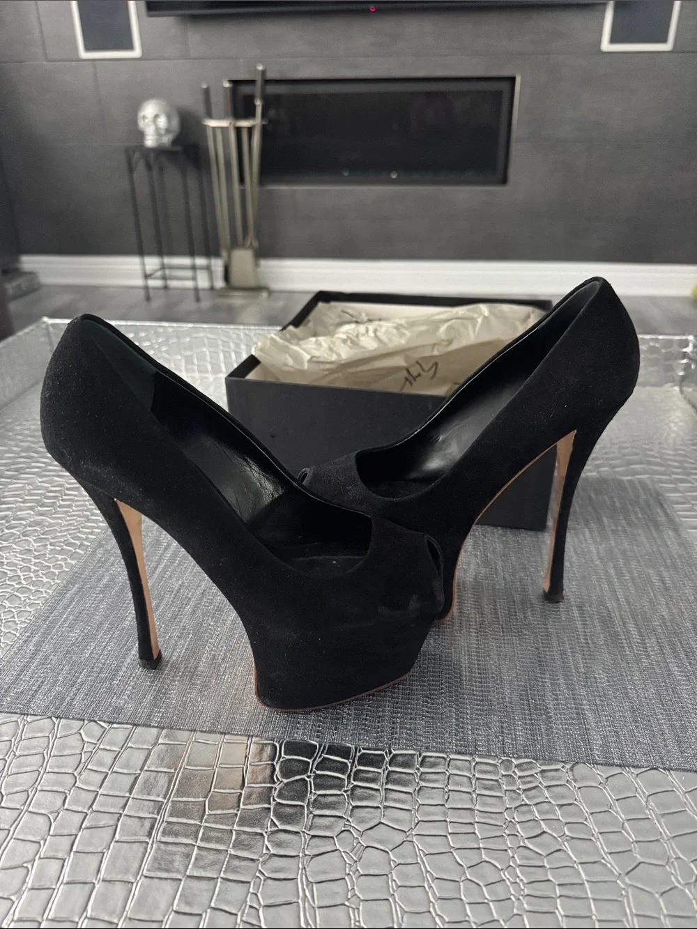 Giuseppe Zanotti Black Suede Platform Stiletto Pumps 36